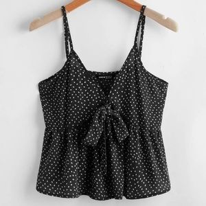 Polka dot tank with bow